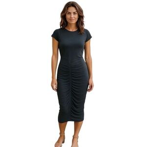 Halogen Womens Black Ruched Bodycon Dress Size Medium